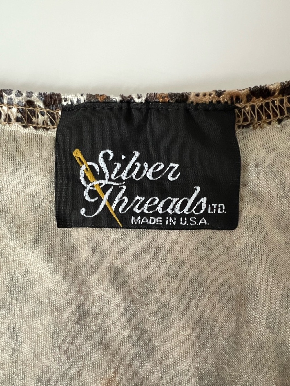 Y2K Leopard Print Tank Top Sleeveless Brown Velour Animal Print Made USA Size L - Picture 5 of 5